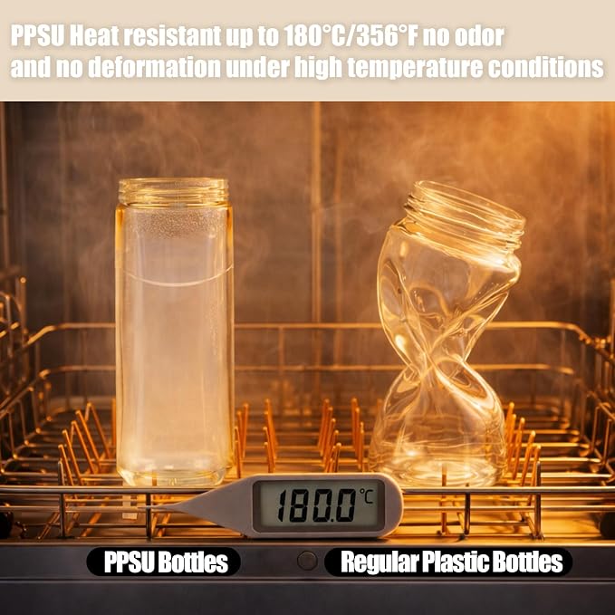 PPSU Water Bottle with Silicone Straw, 17oz Leak Proof Water Bottles | Sports Bottle, One-Touch Lid, Anti-Choking Design, Easy Sip Drinking, Portable Bottle for Gym, Hiking, Travel & Daily Use