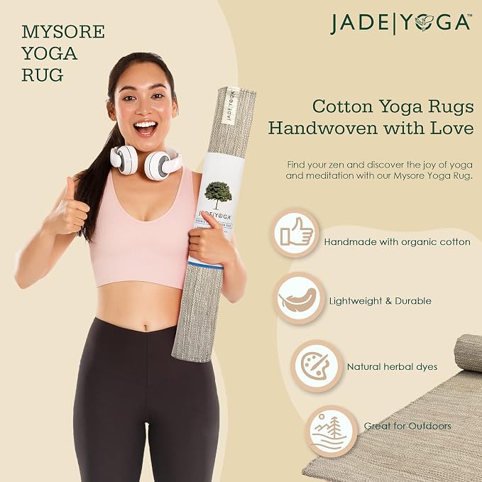Jade Yoga Organic Cotton Hand Loomed Yoga Mat 72" Indigo