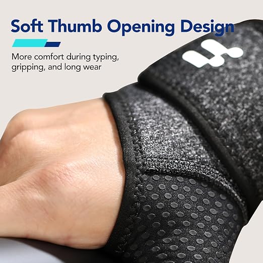 Carpal Tunnel Wrist Brace, Soft Thumb Opening for All-Day Wear & Support | Soft Thumb Design, Moderate Wrist Support, All-day Comfort, Easy Adjustment, Not Restrict Motion, Mild Carpal Tunnel Relief