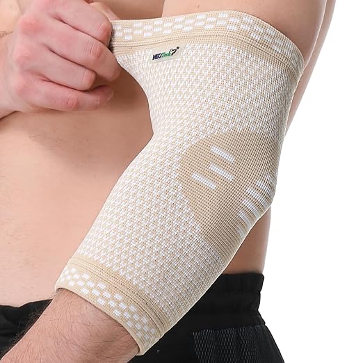 NeoTech Care Elbow Support Brace - Breathable - Men, Women, Right or Left (Beige Color, Size L, 1 Unit)