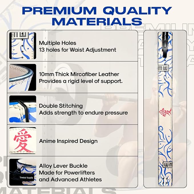 Anime Lever Belt, Weight Lifting Belt, Heavy Duty Powerlifting Weightlifting Gym Belt for Deadlifts Squats Back Support