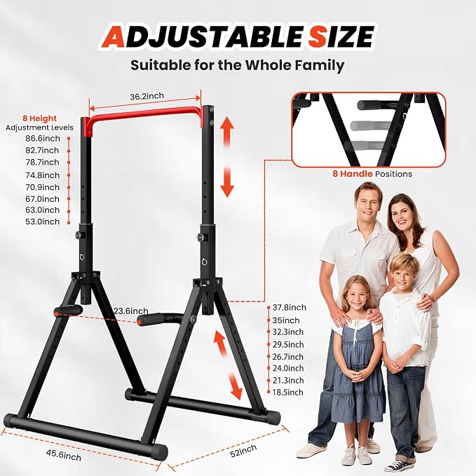 DOBESTS Power Tower Pull Up Bar Free Standing, Foldable Pull Up Station
