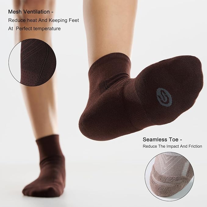 CS CELERSPORT 6 Pairs Women's Running Ankle Socks Athletic Sport Socks Cushioned