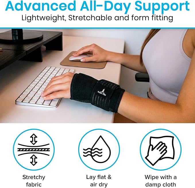Arctic Flex Wrist & Thumb Ice Pack Wrap - Extra Strength Hot & Cold Therapy | Reusable Hand Freeze Sleeve - for Arthritis, Carpal Tunnel, Surgery, & Pain Relief (Fits Left & Right)