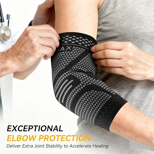 INDEEMAX Copper Elbow Compression Sleeve, 2 Pack Elbow Brace for Tendonitis | Elbow Sleeve for Women Men, Arm Support for Tennis & Golfer's Elbow, Joint Pain Relief, Arthritis, Bursitis, Weightlifting