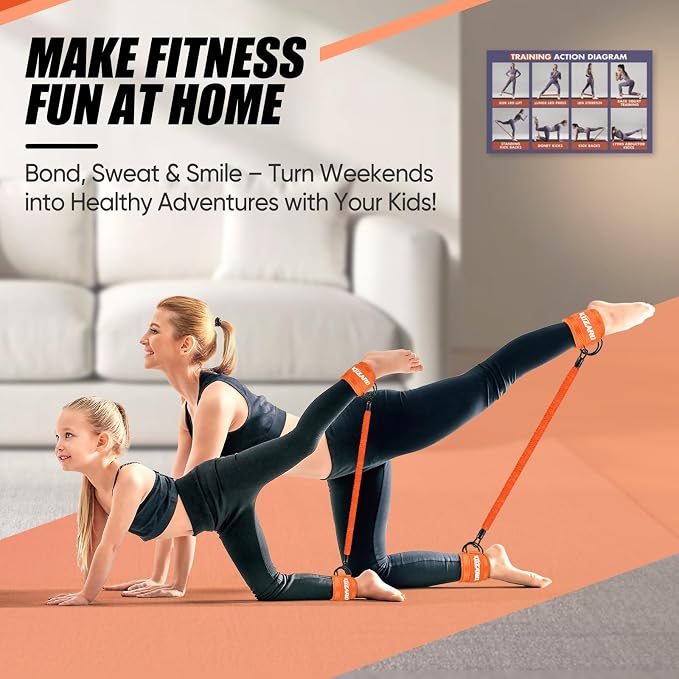 KUZARO Ankle Resistance Bands with Cuffs, Ankle Weights Bands for Working Out, Women Leg and Glutes Workout Equipment, Exercise Bands for Kickbacks, Butt and Booty Trainer, Home Gym Fitness Equipment