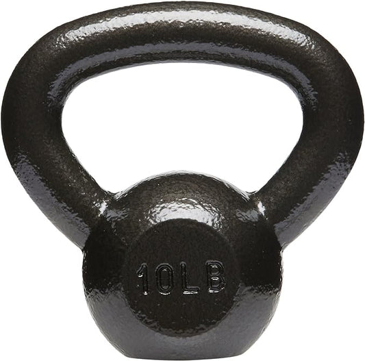 Amazon Basics Cast Iron Kettlebell for Strength Training, Textured Wide Handle, Black