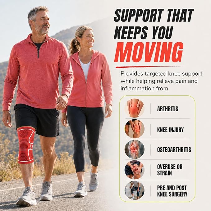 Knee Brace for Men and Women Knee Compression Sleeve Knee Support Wraps for Arthritis Joint Pain Relief, Workout, Swelling, Sports, Circulation, Running, Recovery for ACL & Meniscus Tear