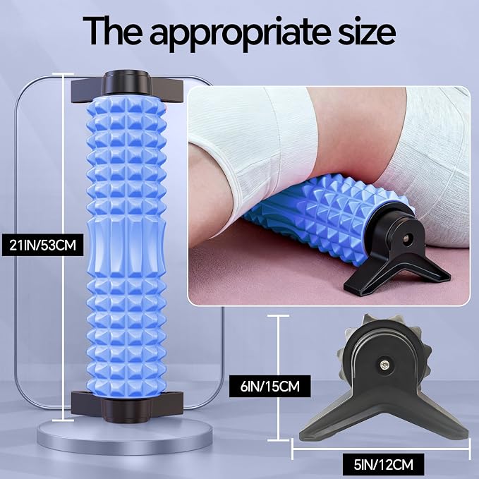Foam Roller with Detachable Stand, 18" Deep Tissue Massage Roller | Beginner-Friendly Support Design for Muscle Recovery, Home Workout & Fitness - Blue