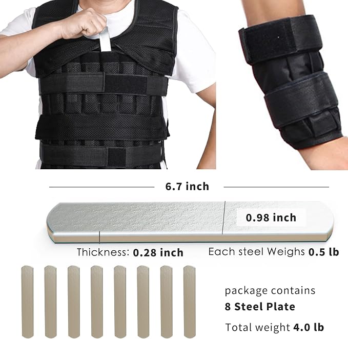 Mavee Fractional Weight Vest Plates, Rustproof Solid Steel Inserts for Rucking, Tactical Carrier & Strength Training