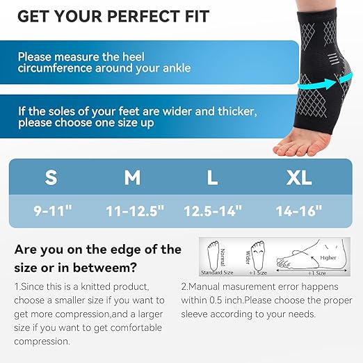 2 Pack Ankle Brace & Ankle Compression Sleeve for Women Men | Arch Support Socks, All-Day Wear, Achilles Tendonitis Brace for Plantar Fasciitis, Sprains, Foot Swelling Relief