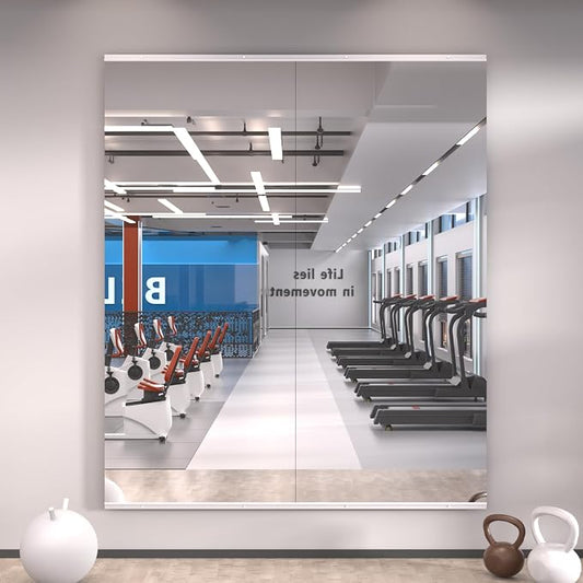 LOAAO Home Gym Mirror 56"x24", 2 PCS | Frameless, Tempered Glass, Large Workout Mirrors, For Home Gym, Dance Studio, Yoga Room, Garage Gym