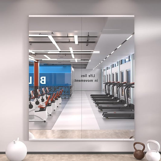 LOAAO Home Gym Mirror 56"x22", 2 PCS | Frameless, Tempered Glass, Large Workout Mirrors, For Home Gym, Dance Studio, Yoga Room, Garage Gym