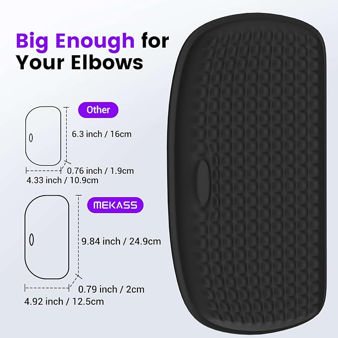 MEKASS Elbow Pad for Desk, Large Size Memory Foam Elbow Rest Padding with Non-Slip, Ergonomic Desk Edge Cushion, Armrest Pad Wrist Rest Comfort Support for Office Home (1 Pcs Black)