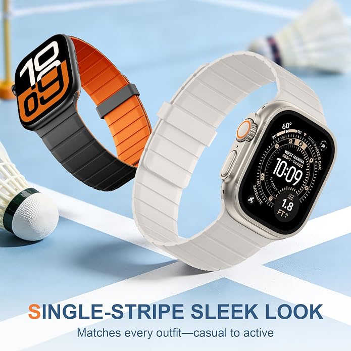 SNBLK Magnetic Band Compatible with Apple Watch Bands for Men 44mm 45mm 46mm 49mm 42mm 41mm 40mm 38mm Women, Secure Silicone Sport Loop Magnet Strap for iWatch Ultra 3 2 1 SE Series 11 10 9 8 7 6 5 4