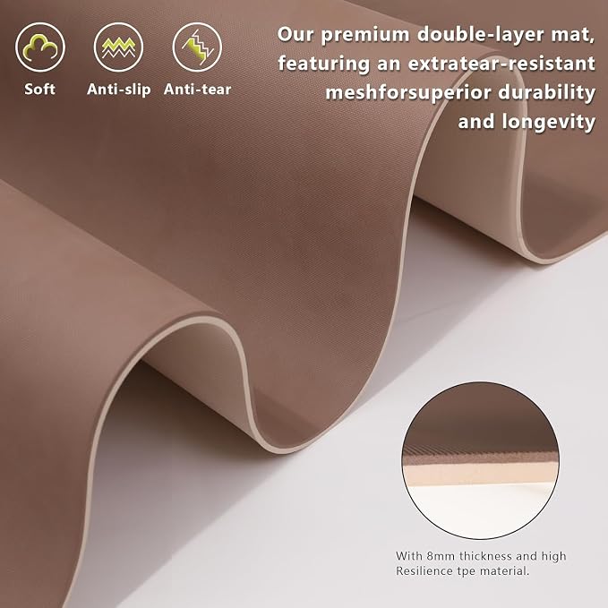 Wide Yoga Mat-80cm Extra Thick 1/3'' Fitness Exercise Mat Carry Strap