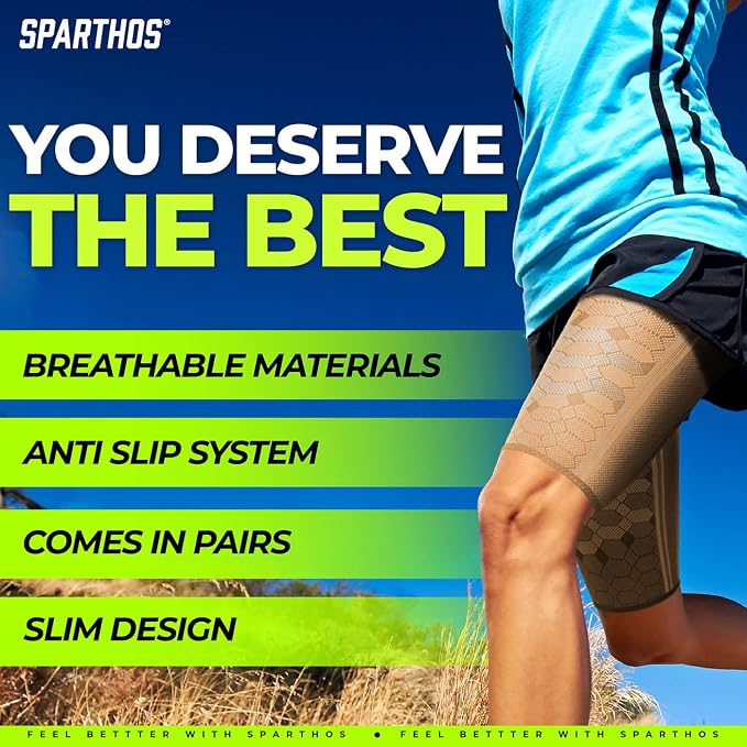 Sparthos Thigh Compression Sleeves, Quad Wrap, Hamstring Brace