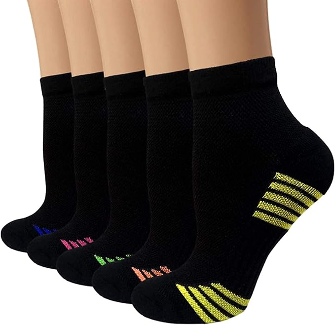 Iseasoo Copper Ankle Compression Socks - Low Cut Arch Support Socks for Men & Women, Running, Nurses, Plantar Fasciitis Socks