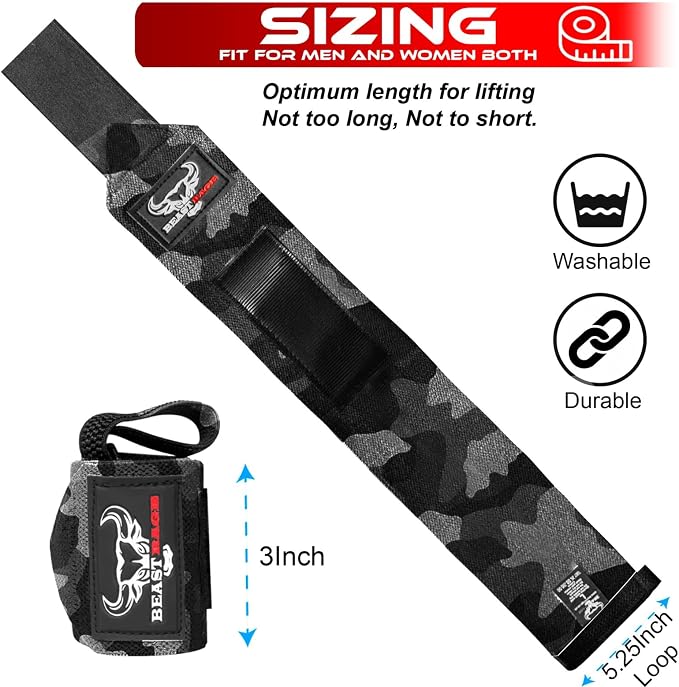 Wrist Wraps for Weightlifting - Adjustable Lifting Straps With Thumb Loop for Enhanced Gym Support, Powerlifting, Bodybuilding and Workout