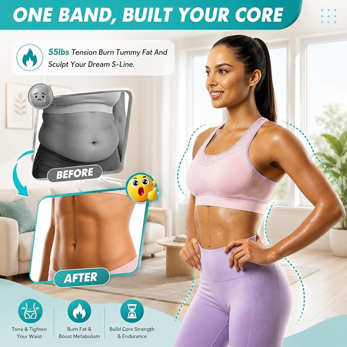 Upgraded Pedal Resistance Band with Comfort Grip Handle, Soft Padded Foot Straps & Thickened Latex Tubes | 55LBS Sit‑Up & Full Body Exercise for Abdomen, Waist, Arms, Core, Legs & Physical Therapy