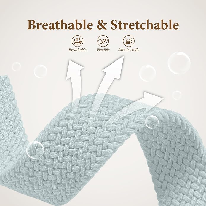 4 Pack Braided Stretchy Bands Compatible with Apple Watch 40mm 41mm 38mm 42mm 44mm 45mm 46mm 49mm Women Men, Breathable Nylon Elastic Daily Use Straps for iWatch Series 11/10 9 8 7 6 5 4 3 SE/Ultra 2