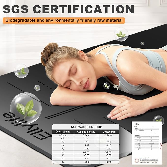 Yoga Mat - Non Slip Natural Rubber Yoga Mat, Alignment Lines, Ultimate Grip | Anti-Tear, Durable & Thick 5mm, Skin-Friendly with Free Carry Strap, Bag, for Yoga, Pilates Fitness and Floor Exercises
