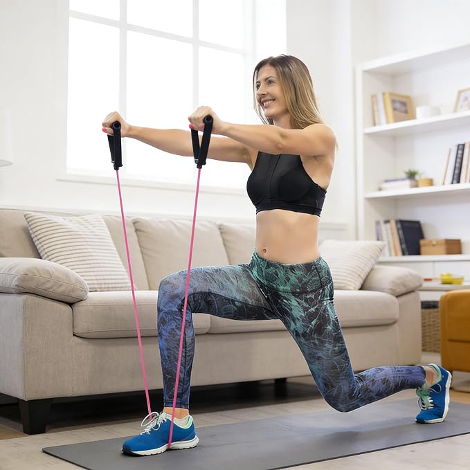 RitFit Single Resistance Bands with Handles Door Anchor for Home Gym | Door Anchor, Workout Guidance included, Exercise Bands for Physical Therapy, Yoga, Strength Training