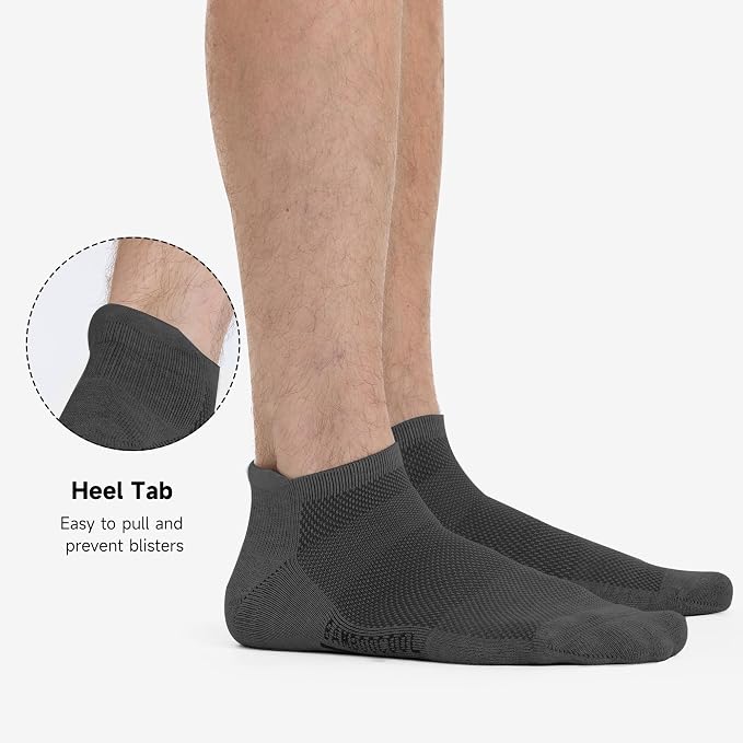 BAMBOO COOL Men's Ankle Socks Moisture Wicking Breathable Odor Control Athletic Cushioned Running Socks Arch Support 8 Pack
