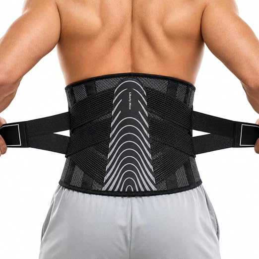 Adjustable Back Brace for Men Lower Back Pain - Modern Aesthetic Lumbar Support Belt with Dual-Straps Compression & Aluminum Stays, Low-Profile & Breathable Design for Sciatica, Work, Lift & Daily