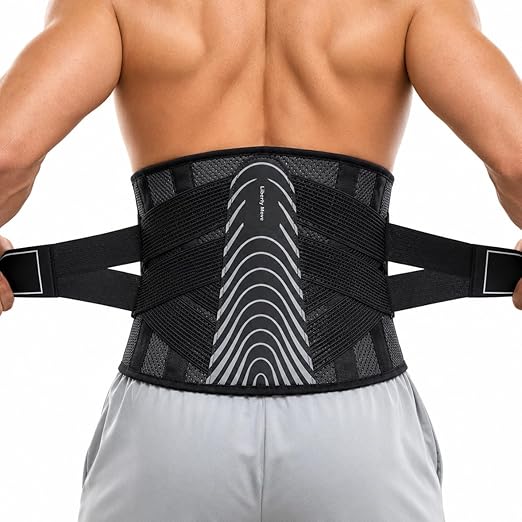 Adjustable Back Brace for Men Lower Back Pain - Modern Aesthetic Lumbar Support Belt with Dual-Straps Compression & Aluminum Stays, Low-Profile & Breathable Design for Sciatica, Work, Lift & Daily