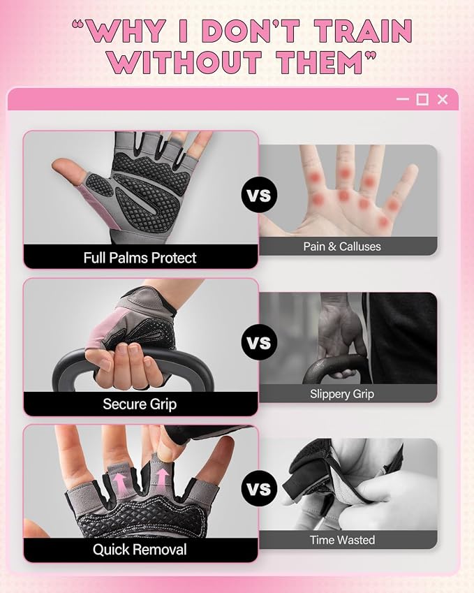 VINSGUIR Workout Gloves for Men and Women, Weight Lifting Gloves with Excellent Grip, Lightweight Gym Gloves for Weightlifting, Cycling, Exercise, Crosstraining, Pull ups, Fitness, Climbing and Rowing