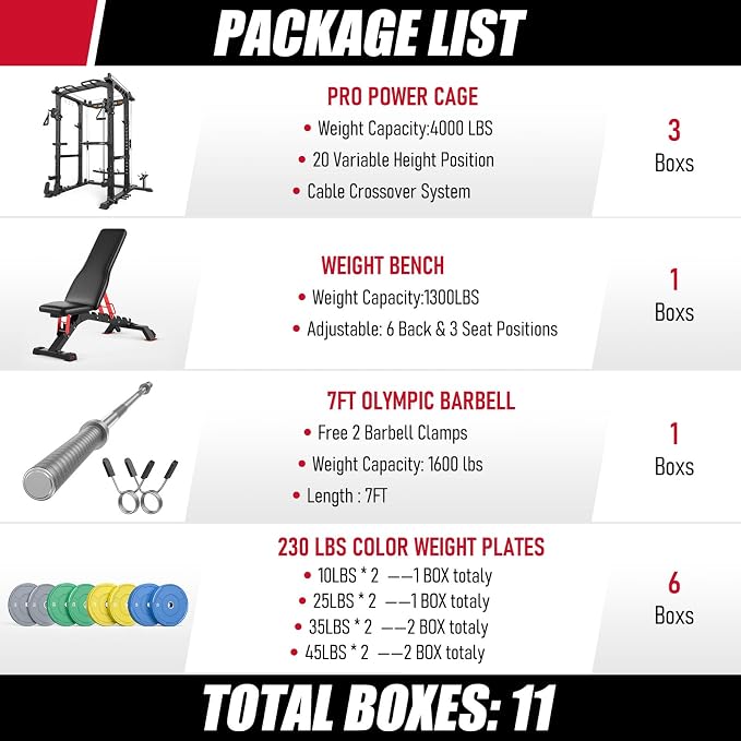 Sportsroyals Power Cage, 1600LBS Squat Rack with Cable Crossover System | Power Rack with LAT Pull Down System, Workout Cage with Pulley System for Fitness Home Gym Strength Training