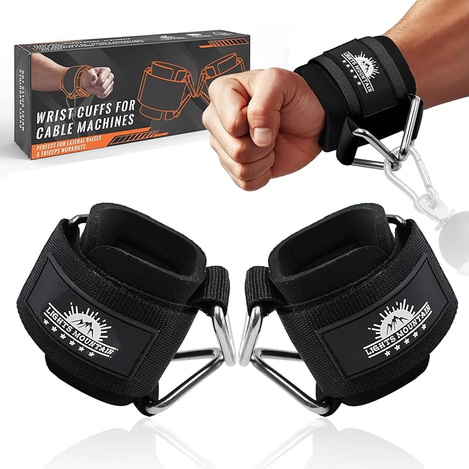 Wrist Cuffs for Cable Machines – Padded & Adjustable Straps for Lateral Raises, Tricep Pushdowns & Strength Training