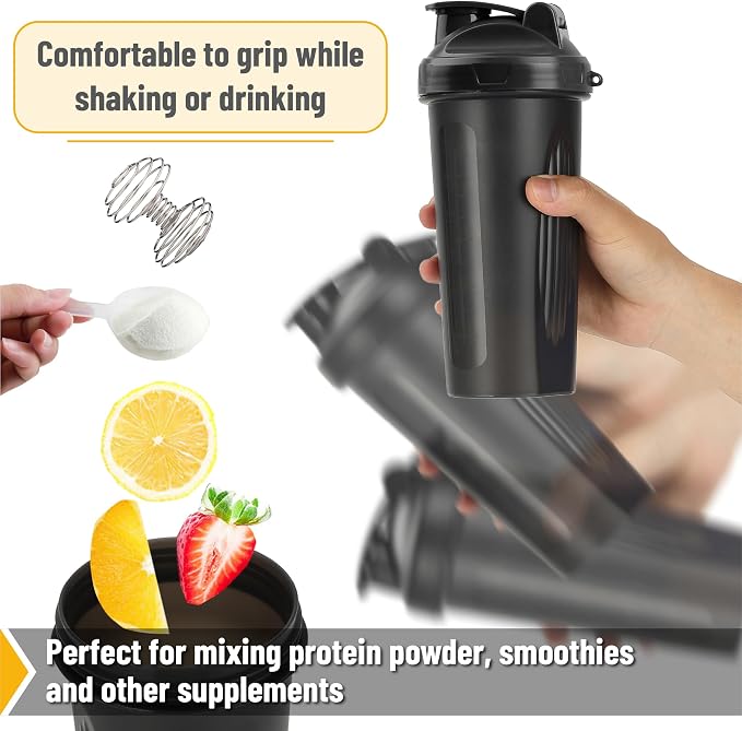 Mr. Pen- Shaker Bottles for Protein Mixes, 28 oz, Leak Proof | Shaker Cups with Stainless Steel Wire Whisk Ball for Protein Shakes and Pre Workout