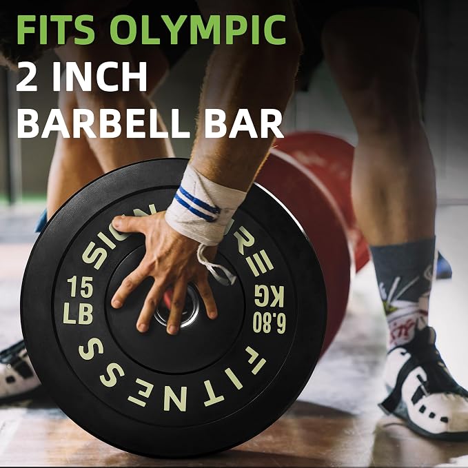 Fitvids 2-Inch Olympic Rubber Weight Plates Pair, Bumper Plates for Strength Training, multiple options