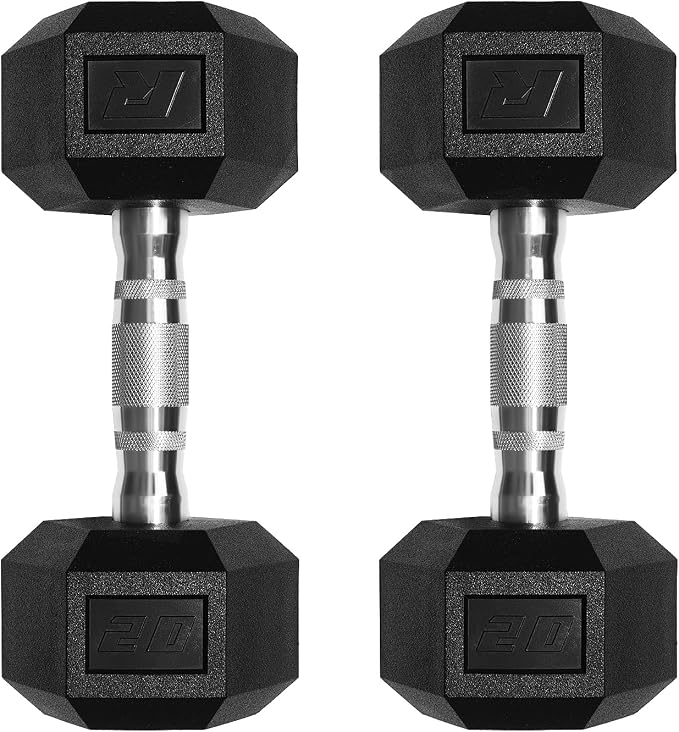 RitFit 5-650 LBS PVC Hex Dumbbell Sets with Optional Rack for Home Gym | PVC Coated Anti-Roll Hex Design, Chrome Handle with Ergonomic Grip, Full Body Strength Training with Optional Rack