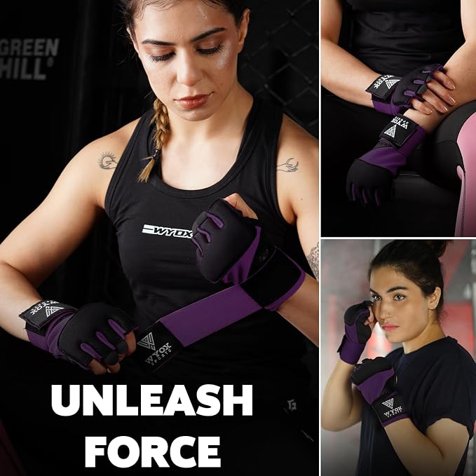 WYOX Neoprene Gel Boxing Hand Wraps Inner Gloves for Men & Women – 80cm/31in Quick Wrist Strap, Padded Knuckle Protection, Fingerless MMA Muay Thai Kickboxing Wraps for Training & Martial Arts