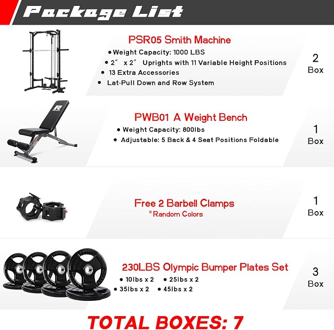 RitFit Smith Machine Power Rack with LAT-Pull Down System | Half Smith Machine with Landmine, Barbell Bar, Plate Storage Pegs and More Training Attachment