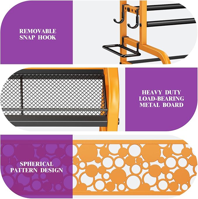VOPEAK 3-Tier Dumbbell Rack with Wheels, Weight Rack for Home Gym Storage | Stores dumbbells, kettlebells & yoga mats. Lockable wheels for mobility. Sturdy steel frame, easy 15-min assembly