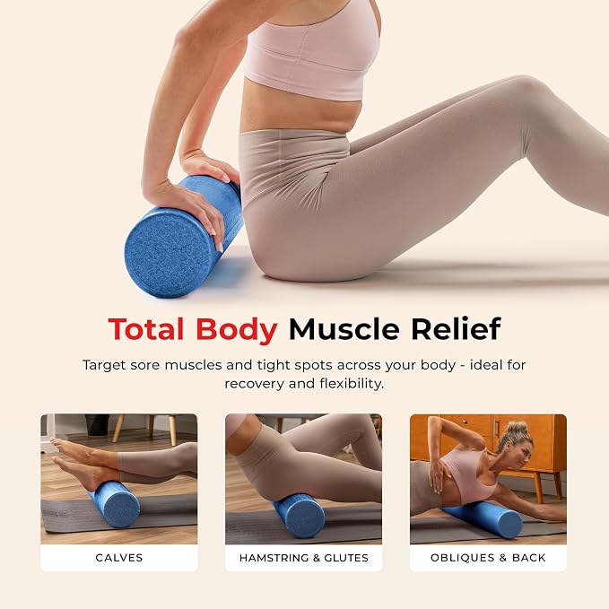 Sunny Health & Fitness 36" Blue High-Density Yoga Foam Roller | Muscle Relief, Physical Therapy, Post-Workout Recovery, Improved Flexibility, Home, Gym, Rehab Use, Full-Body Use