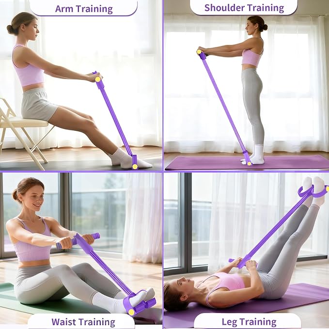 Pedal Resistance Bands with Handles, Durable 6-Tubes Multifunction Pedal Resistance Band, Natural Rubber Foot Pedal Resistance Bands, Fitness Resistance Bands for Abdomen, Waist, Arm, Leg