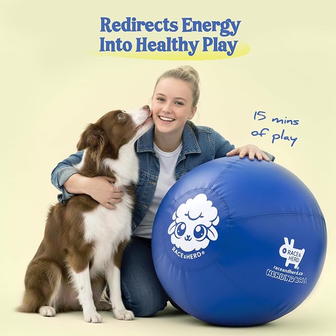 Race&Herd 25" Original Herding Ball for Dogs — Balls for Dog Toys (Ocean) | Large Herding Ball for Australian Shepherd, Border Collie, Corgi & Blue Heeler, Instinct-Driven Outdoor Exercise