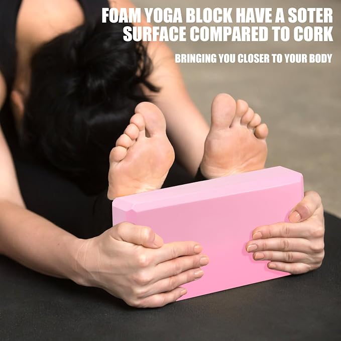 Septo 2 Pcs Yoga Blocks, 9x6x3 Inch Foam Blocks for Pilates | High density EVA foam Yoga Props lightweight non-slip surface for meditation stretching balance training