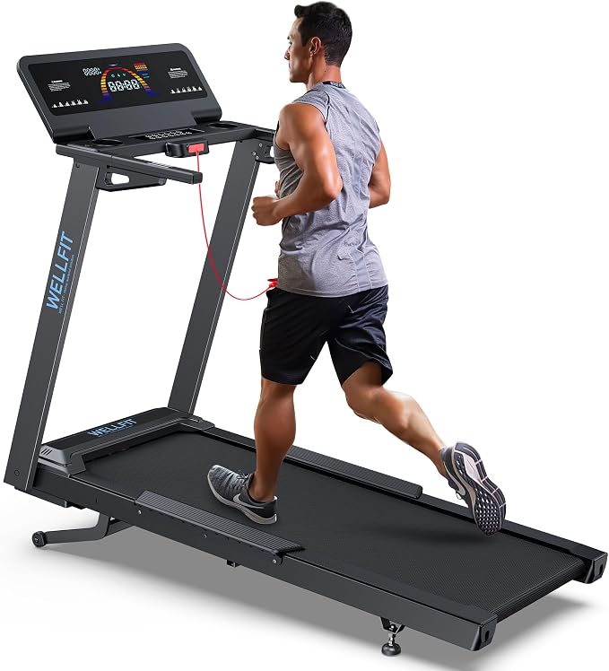 WELLFIT Auto Incline Treadmill, 15% Incline Heavy Duty Treadmill for Home | 4.5HP, 10 MPH, 500 lbs Capacity, 20'' x 55'' Running Area Treadmills with Pulse Sensor, Bluetooth Player & LED Display