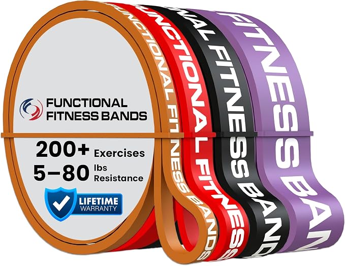 Pull Up Assist Bands Set of 3 by Functional Fitness. Heavy Duty Resistance and Assistance Training Bands