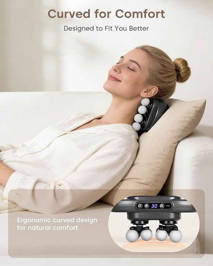 UOTT Mini Curved 16-Head Massage Gun Deep Tissue, Ergonomic Back Massager | Pain Relief, Neck, Leg & Foot Massager Tool, 30 Levels & 3 Modes, Full Body Muscle Recovery and Relaxation