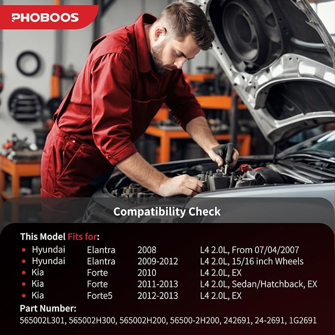 PHOBOOS Manual Steering Rack and Pinion Assembly Compatible with Hyundai Elantra 2008-2012 & Kia Forte 2010-2013, L4 2.0L, New Unit, Leak Resistance, Direct Fit, Ref. 1G-2691【Only for 2.0L】