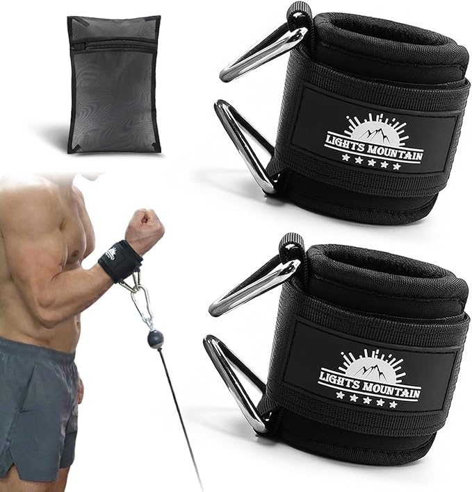 Wrist Cuffs for Cable Machines – Padded & Adjustable Straps for Lateral Raises, Tricep Pushdowns & Strength Training