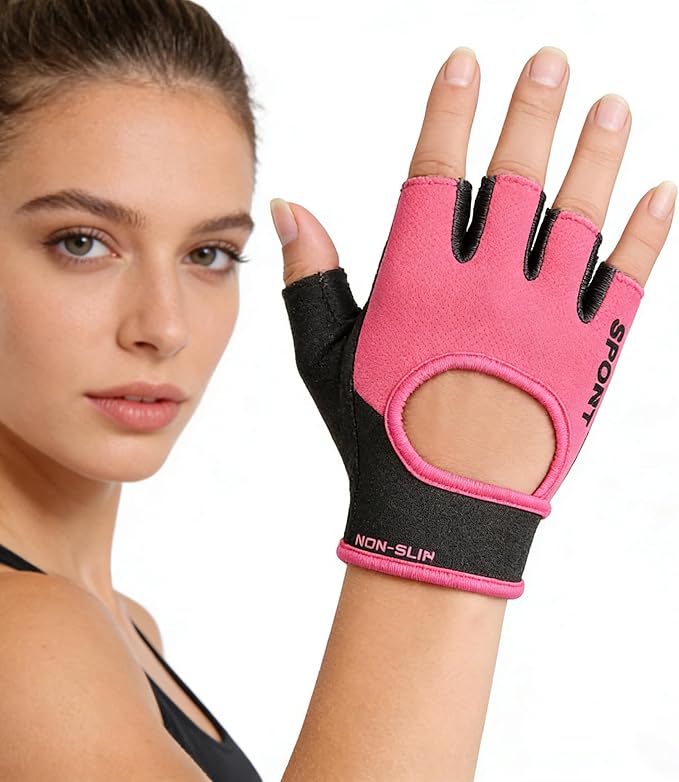 Workout-Gloves for Men Women Fingerless-Weightlifting Non-Slip Sport-Gloves | Women lightweight breathable Fabric, Non-Slip palms adjustable wrist straps for gym fitness training and cycling