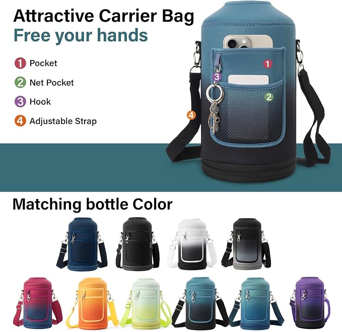 DYSANKY 1 Gallon Insulated Water Bottle | Upgraded Thickened Stainless Steel Metal Portable Sports Large Water Jug for Gym and Hiking with Carrier Bag, Handle Strap | BPA-Free 128 oz